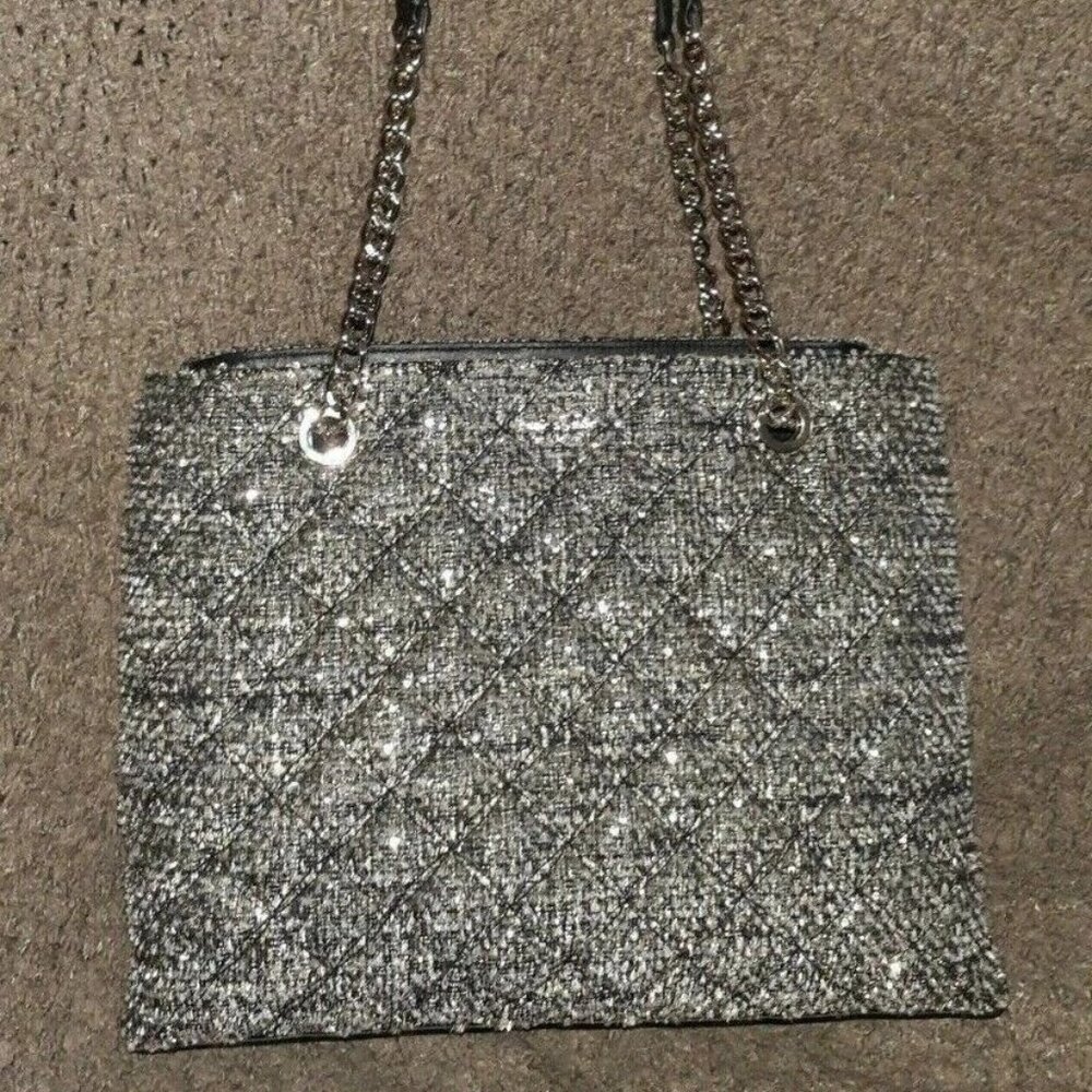KATE SPADE-SPARKLY TWEED NATALIA-QUILTED-CHAIN HANDLE TOTE-NWOT